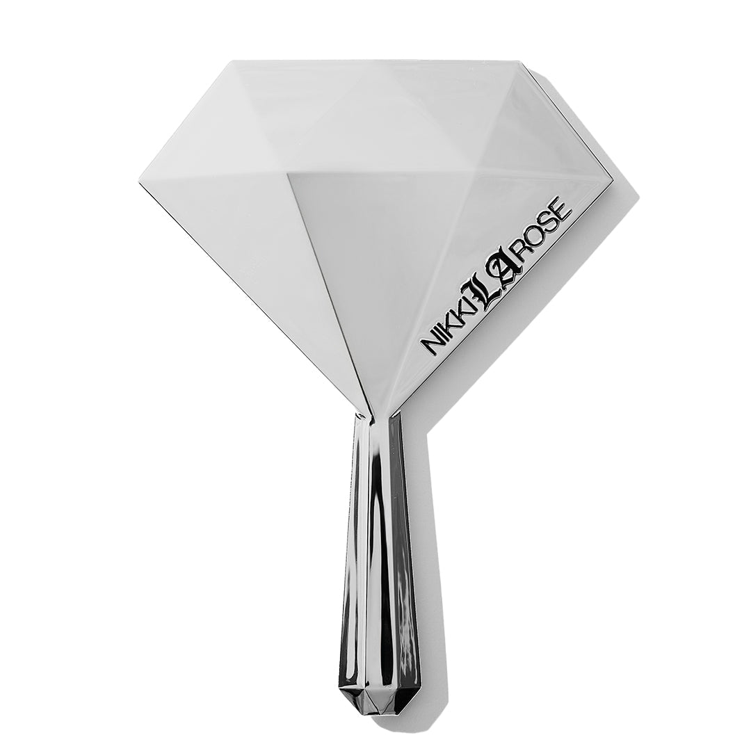 Chrome Mini Diamond Hand Held Mirror by Nikki La Rose | Mini Hand Mirror