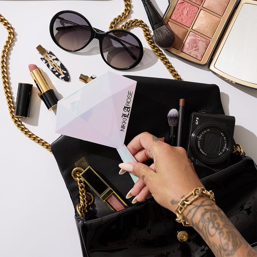 Mini White Iridescent Hand Mirror - Makeup By Nikki La Rose