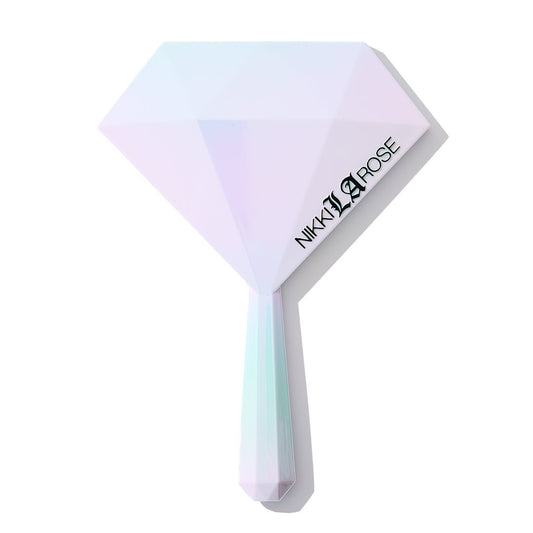 Mini White Iridescent Hand Mirror - Makeup By Nikki La Rose