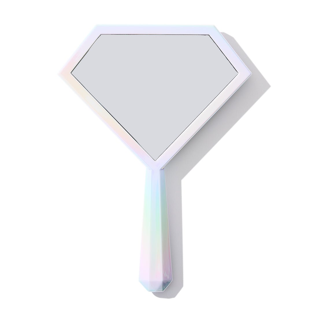 Mini White Iridescent Hand Mirror - Makeup By Nikki La Rose